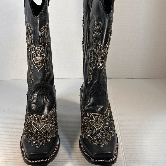 Ladies size 9.5 Black Leather Boots - Picture 1 of 16